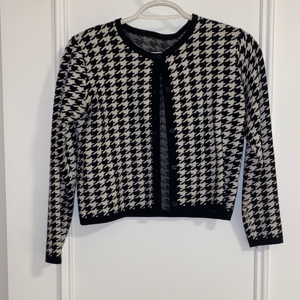 Houndstooth Cropped Cardigan
